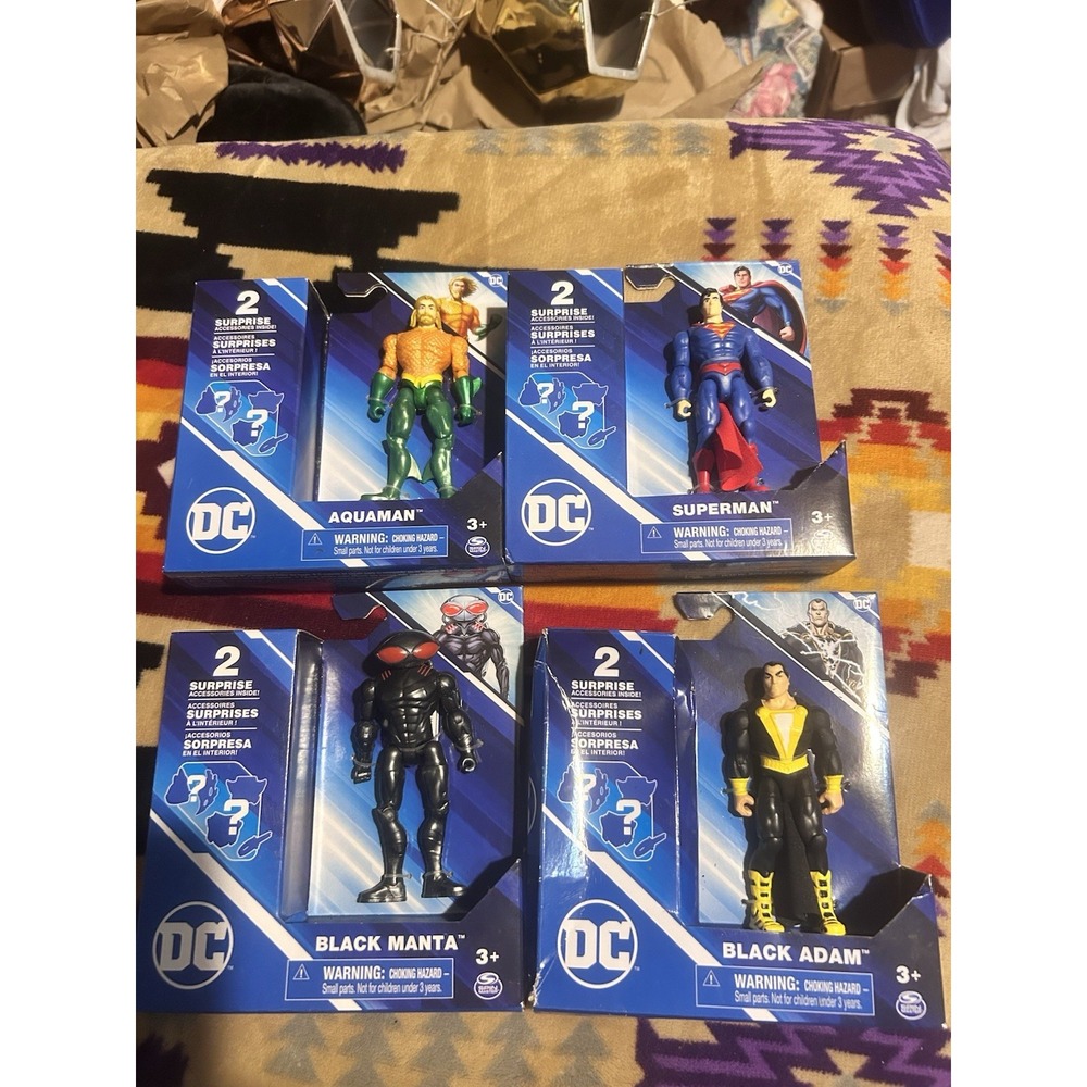 DC Spin Master Action Figure Lot Aquaman Superman Black Manta Black Adam New!